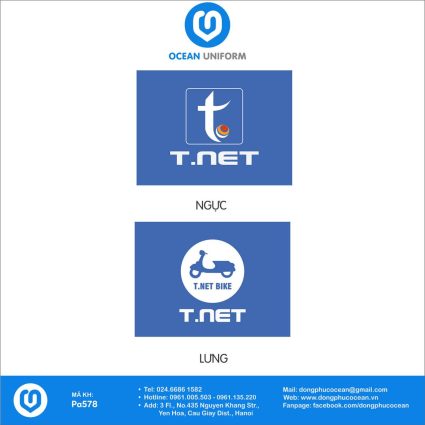 Họa tiết áo đồng phục văn phòng công ty T.NET Việt Nam